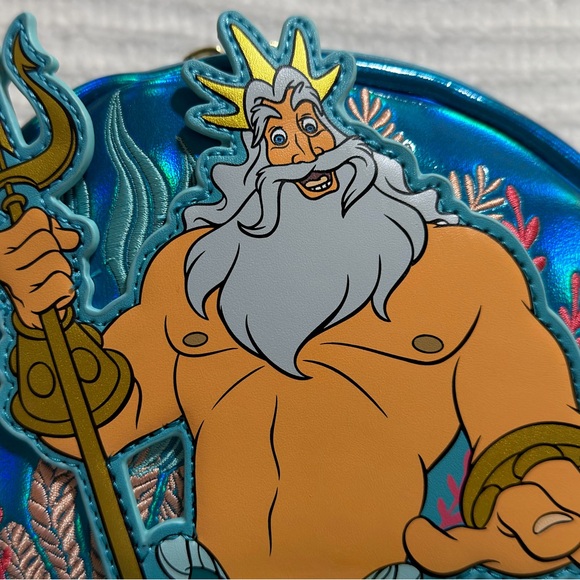 Loungefly Disney King Triton Sequin Mini Backpack NWT Rare - Picture 2 of 8